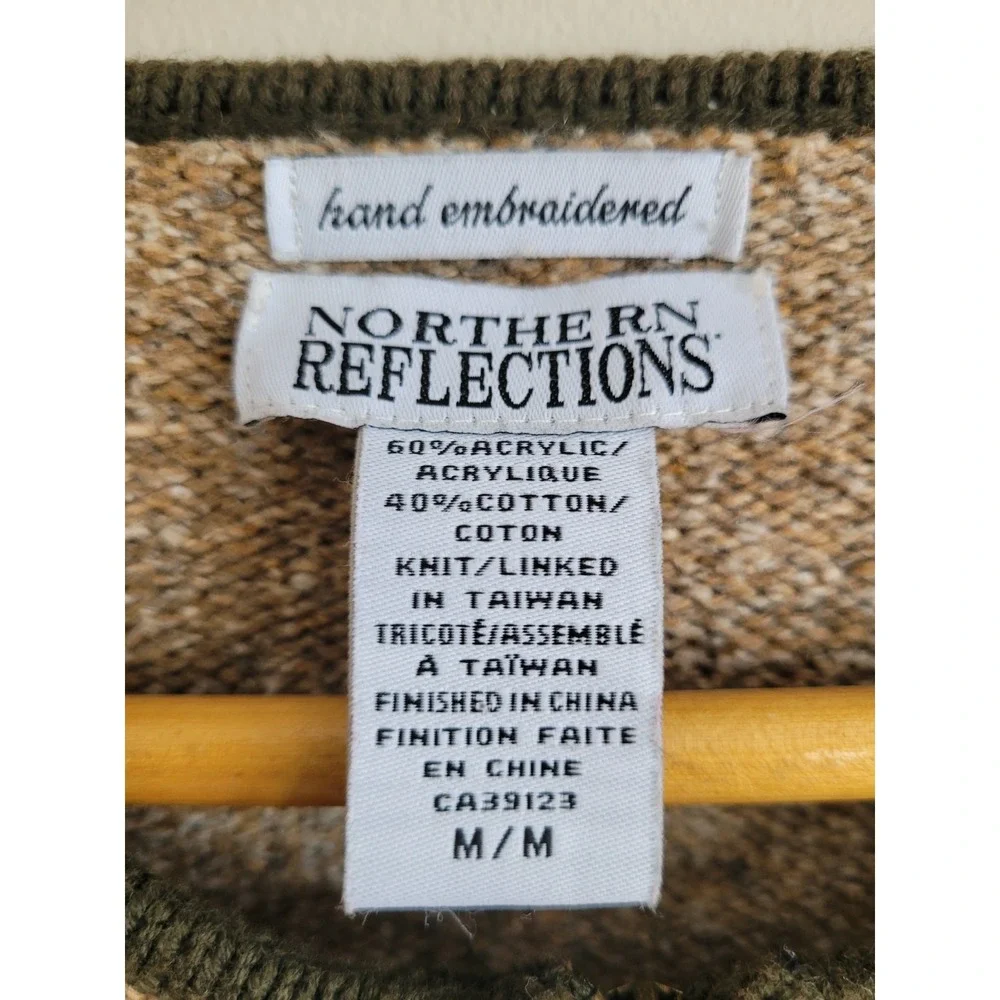 Vintage Northern Reflections Hand Embroider Cottagecore Cardigan Sweater Size M - Picture 7 of 7